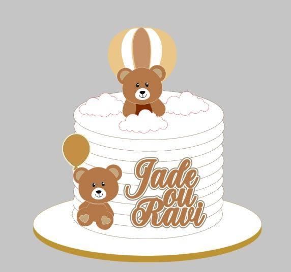 Topo de Bolo Chá Revelação Jade ou Ravi - Studio