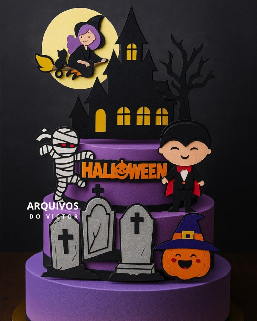 Topo de Bolo Halloween Com Bruxa - Studio