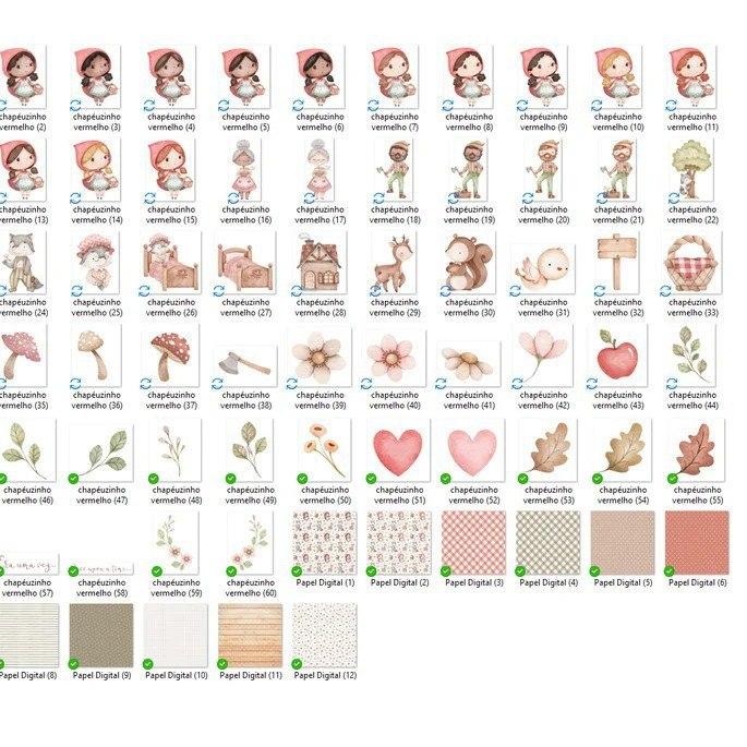 Kit Digital Chapeuzinho vermelho - PNG