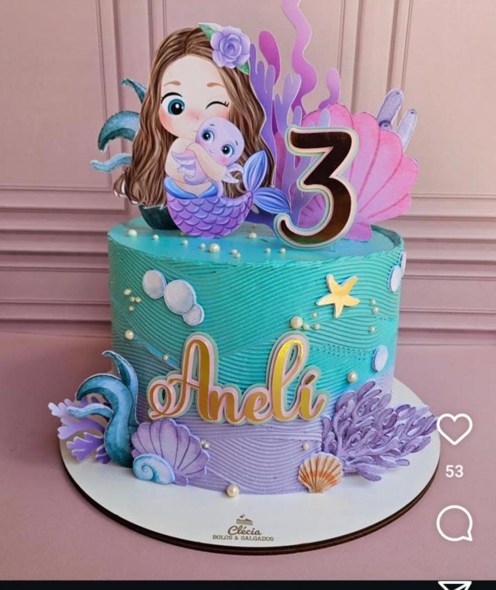 Topo de Bolo Sereia Anali - Studio