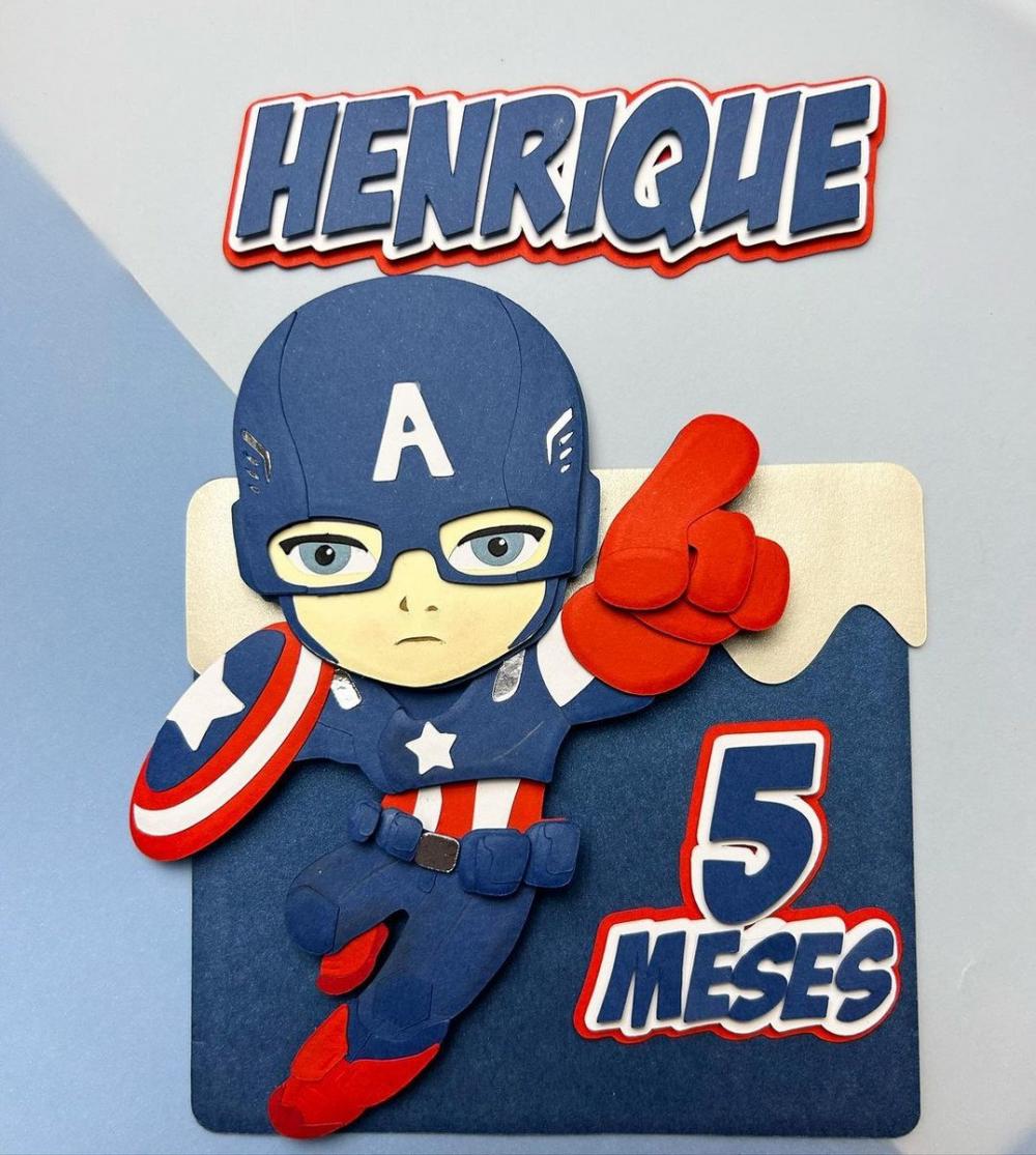 Topo de Bolo Capitão America Henrique  - Studio