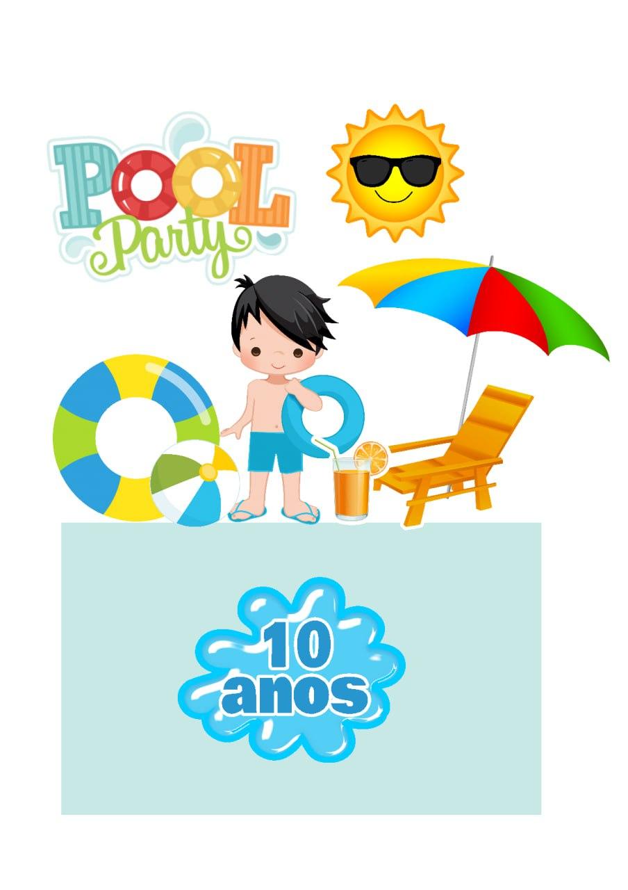 Topo de Bolo Pool Party 10 anos - Studio