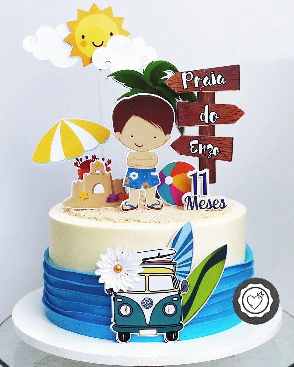 Topo de Bolo Menino Na Praia Enzo - Studio