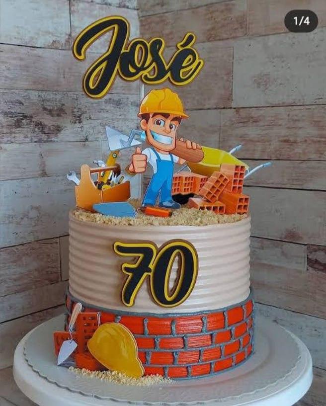 Topo de Bolo Pedreiro José - Studio