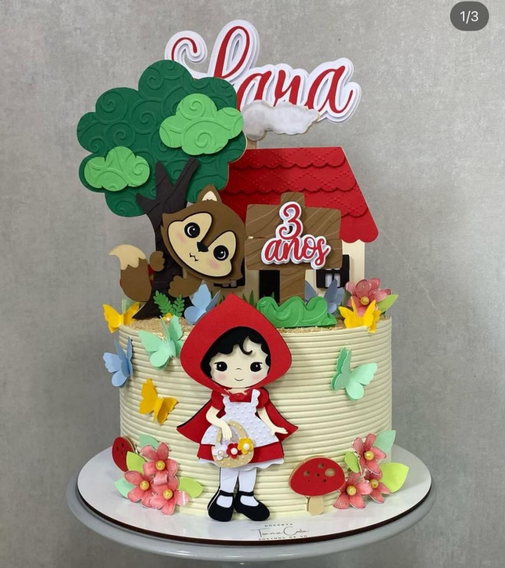 Topo de Bolo Chapeuzinho Vermelho  Lara -studio