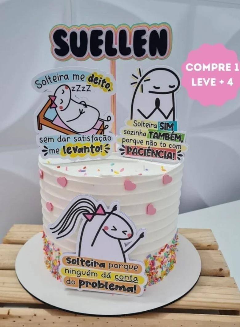 Topo de Bolo Flork Solteira - Studio