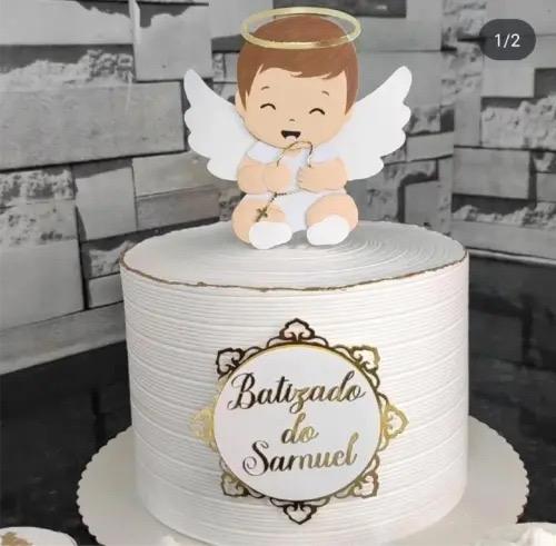 Topo de Bolo Batizado Samuel - Studio