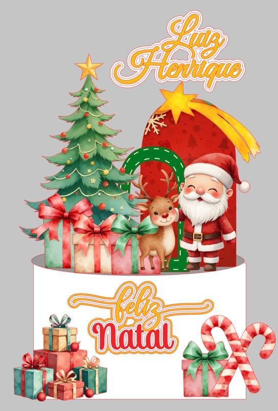 Topo de Bolo Feliz Natal Luís Henrique - Studio