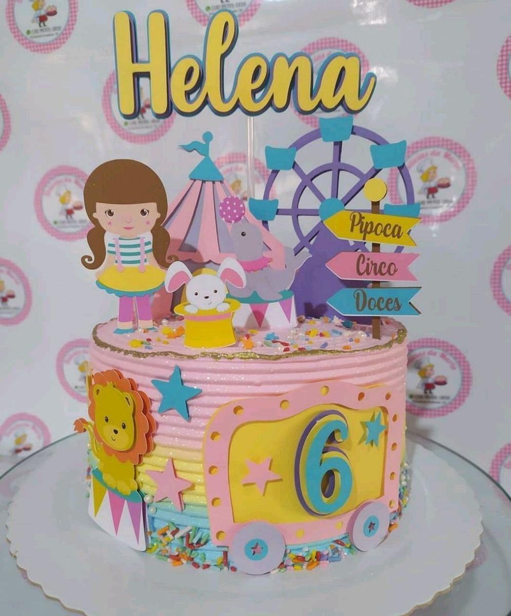 Topo de Bolo Circo Rosa Helena - Studio
