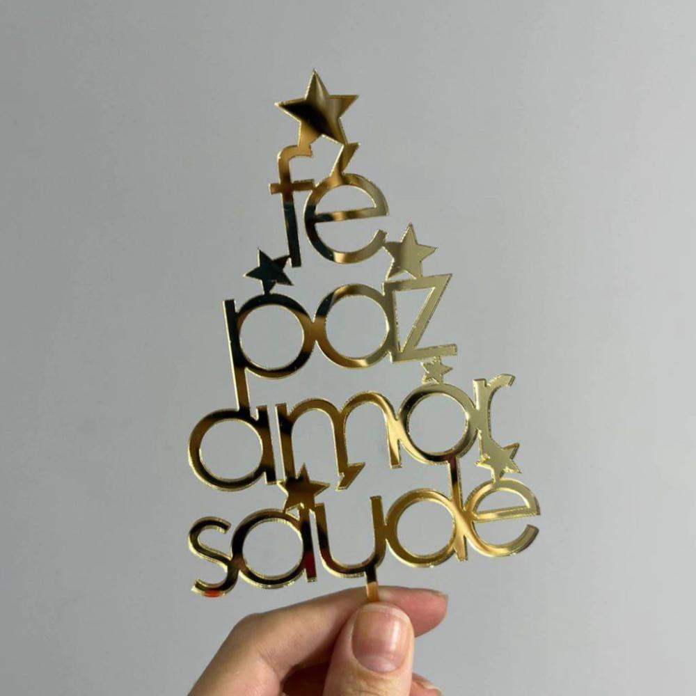 TOPO DE BOLO ÁRVORE NATAL FÉ- Studio