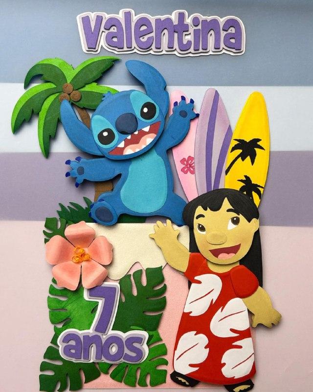 TOPO DE BOLO LILO E STITCH VALENTINA- STUDIO