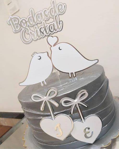 Topo de Bolo Bodas de Cristal - Studio