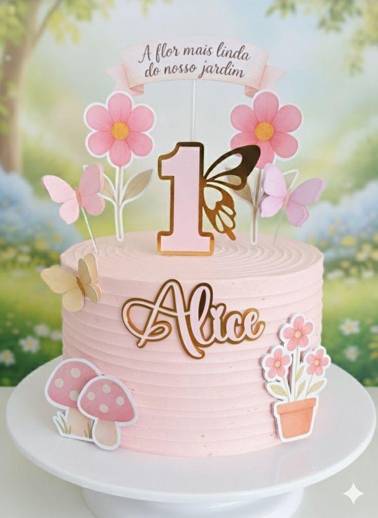 Topo de Bolo Jardim da Alice - Studio