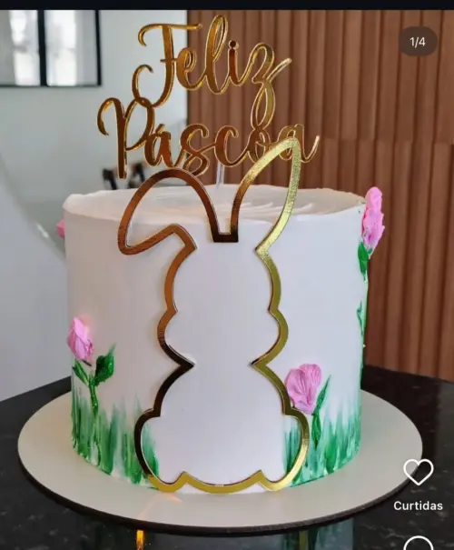 Topo de Bolo Coelho Feliz Páscoa - studio