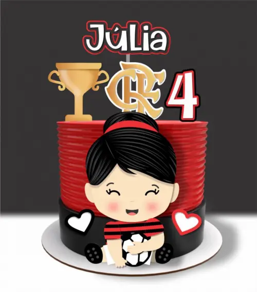 Topo de Bolo Flamengo Menina Júlia - Studio