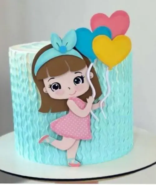 Topo de Bolo Menina Balão- Studio