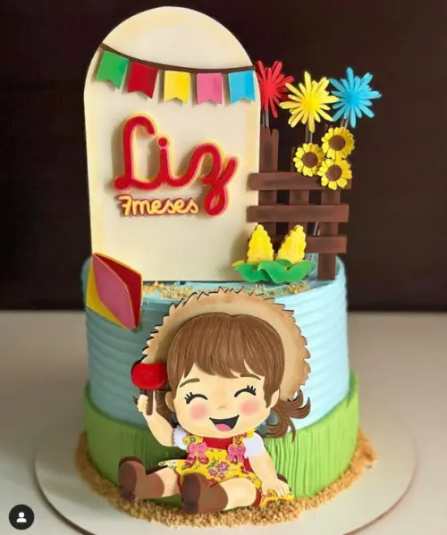 Topo de Bolo São João Menina Liz - studio