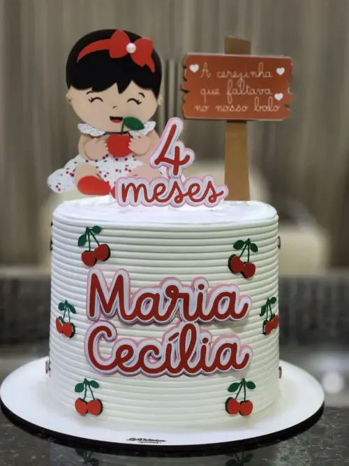 Topo de Bolo Cerejinha Maria Cecília - studio
