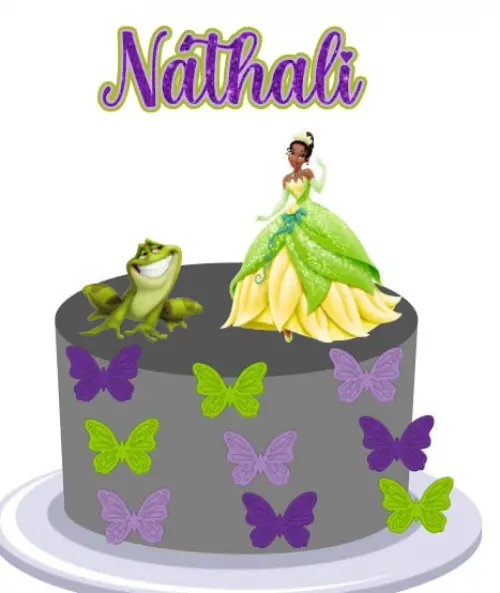 Topo de Bolo Princesa e sapo Nathali -Studio