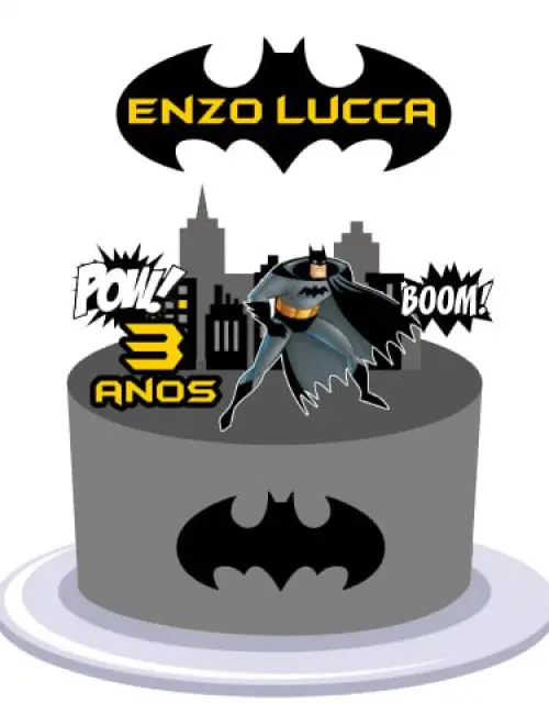 Topo de Bolo Batman Enzo Lucca - studio