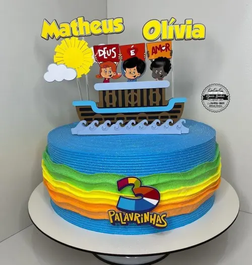 Topo de Bolo 3 Palavrinhas Matheus/Olivia - studio
