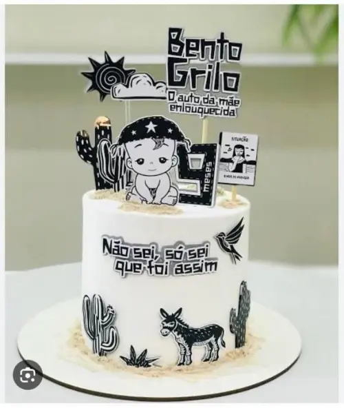 Topo de Bolo Bebê Cordel Bento -Studio