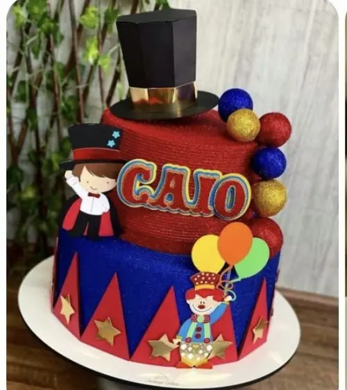 Topo de Bolo Circo Menino Caio - Studio