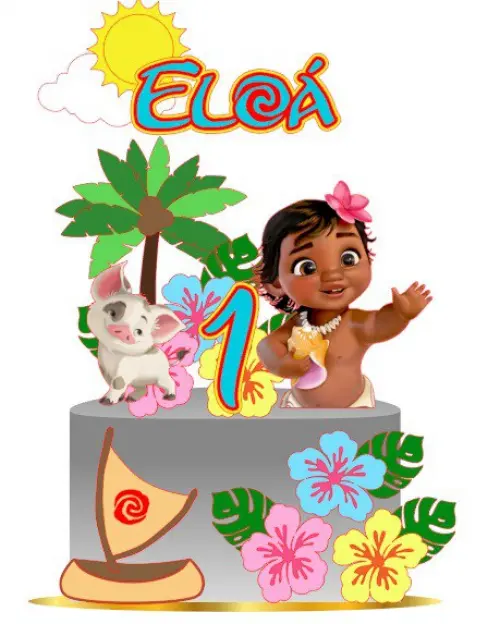 Topo de Bolo Moana Baby Eloa - Studio