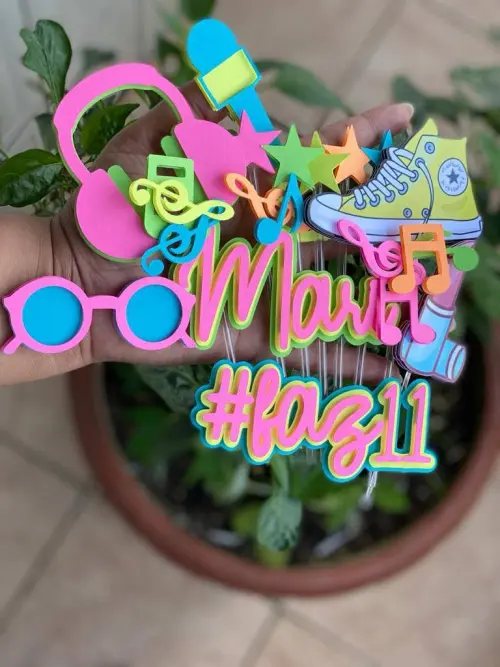 Topo de Bolo Neon Mari - Studio