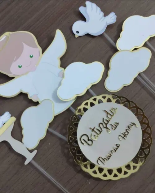 Topo de Bolo Batizado Thomás Henry - Studio