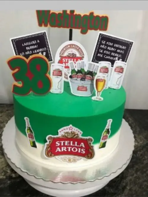 Topo de Bolo Stella Artois -Studio