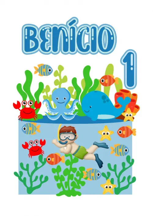 Topo de Bolo Fundo do Mar Benício - Studio