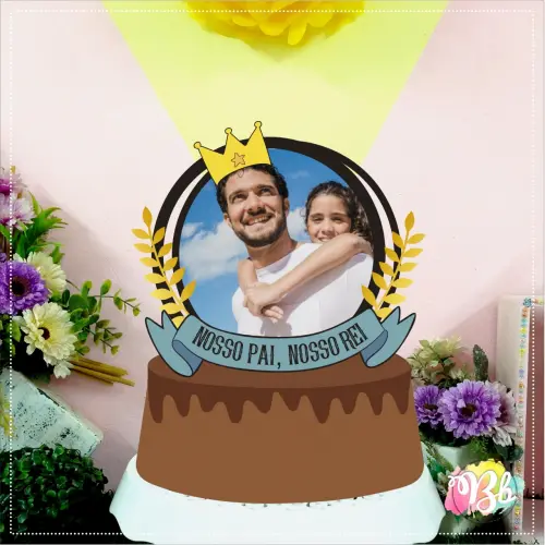 Topo de Bolo Nosso Pai, Nosso Rei com Foto - Studio