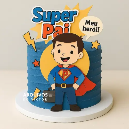 Topo de Bolo Super Pai Com Maleta - Studio