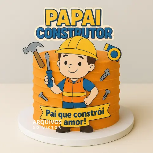 Topo de Bolo Papai Construtor - Studio