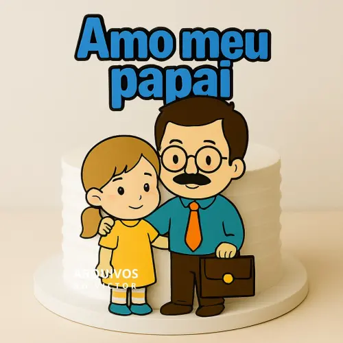 Topo de Bolo Amo Meu Papai Menina - Studio