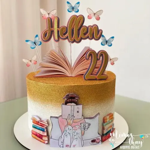 Topo de Bolo Livros Hellen - Studio