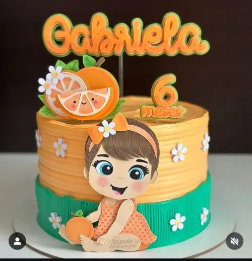 Topo de Bolo Laranjinha Menina Gabriela - Studio