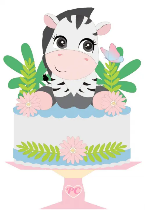 Topo de Bolo Zebra Rosa - Studio