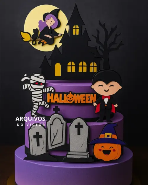 Topo de Bolo Halloween Com Bruxa - Studio