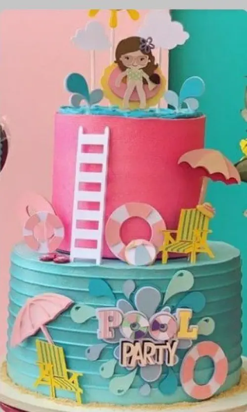 Topo de Bolo Pool Party Menina - Studio