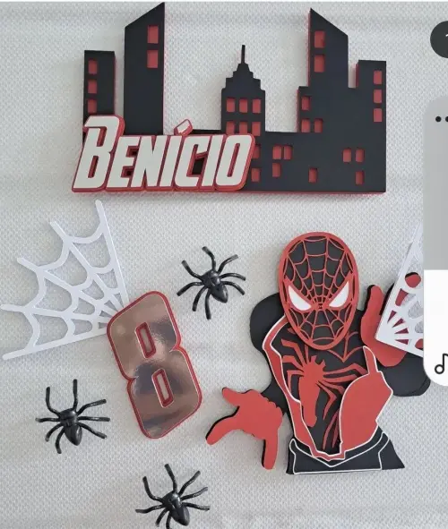 Topo de Bolo Homem Aranha Benício - Studio