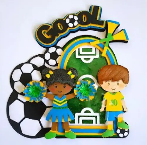 Topo de Bolo Copa Menina e Menino Goool - Studio