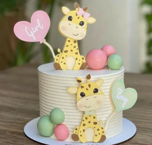 Topo de Bolo Girafa boy e girl - Studio