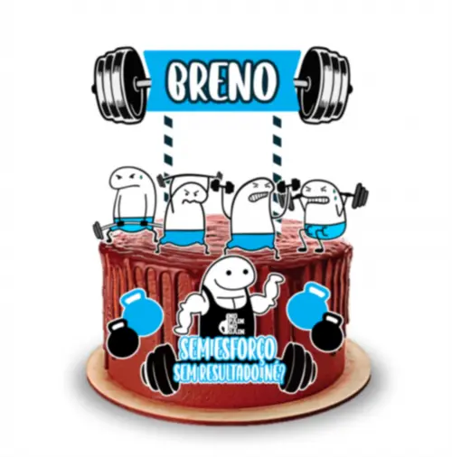 Topo de Bolo Flork Fitness Academia Breno - Studio