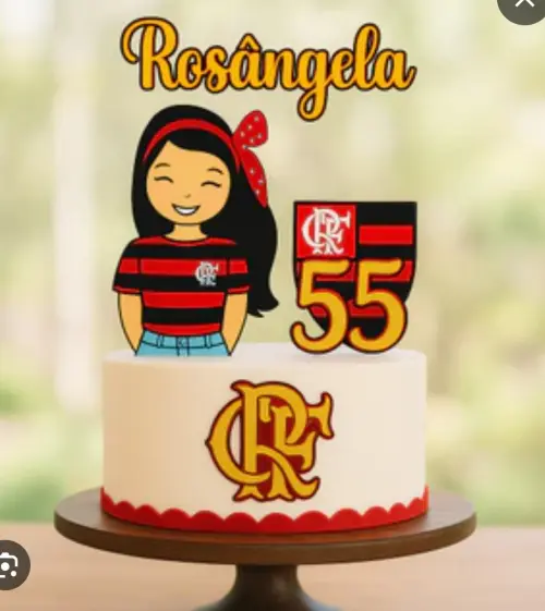 Topo de Bolo Flamengo Menina Rosângela - Studio