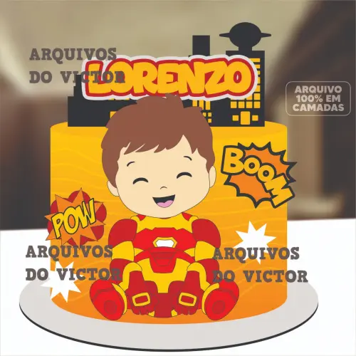 Topo de Bolo Homem De Ferro Baby Lorenzo- Studio