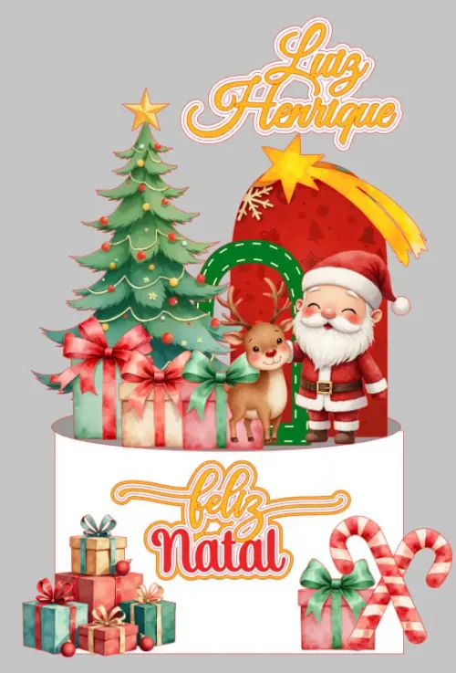 Topo de Bolo Feliz Natal Luís Henrique - Studio