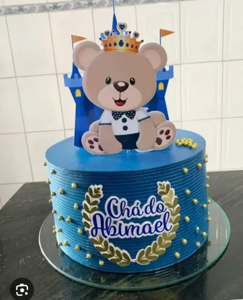 Topo de Bolo Ursinho Chá do Abimael - Studio