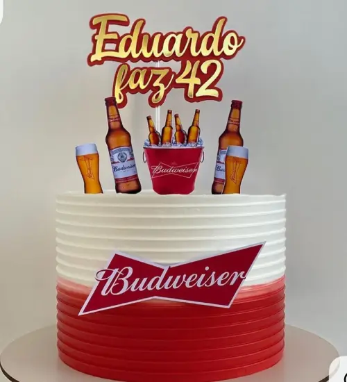 Topo de Bolo Budweiser Eduardo - Studio